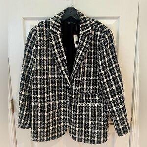 New York & Company Black and White Checkered Blazer XL
